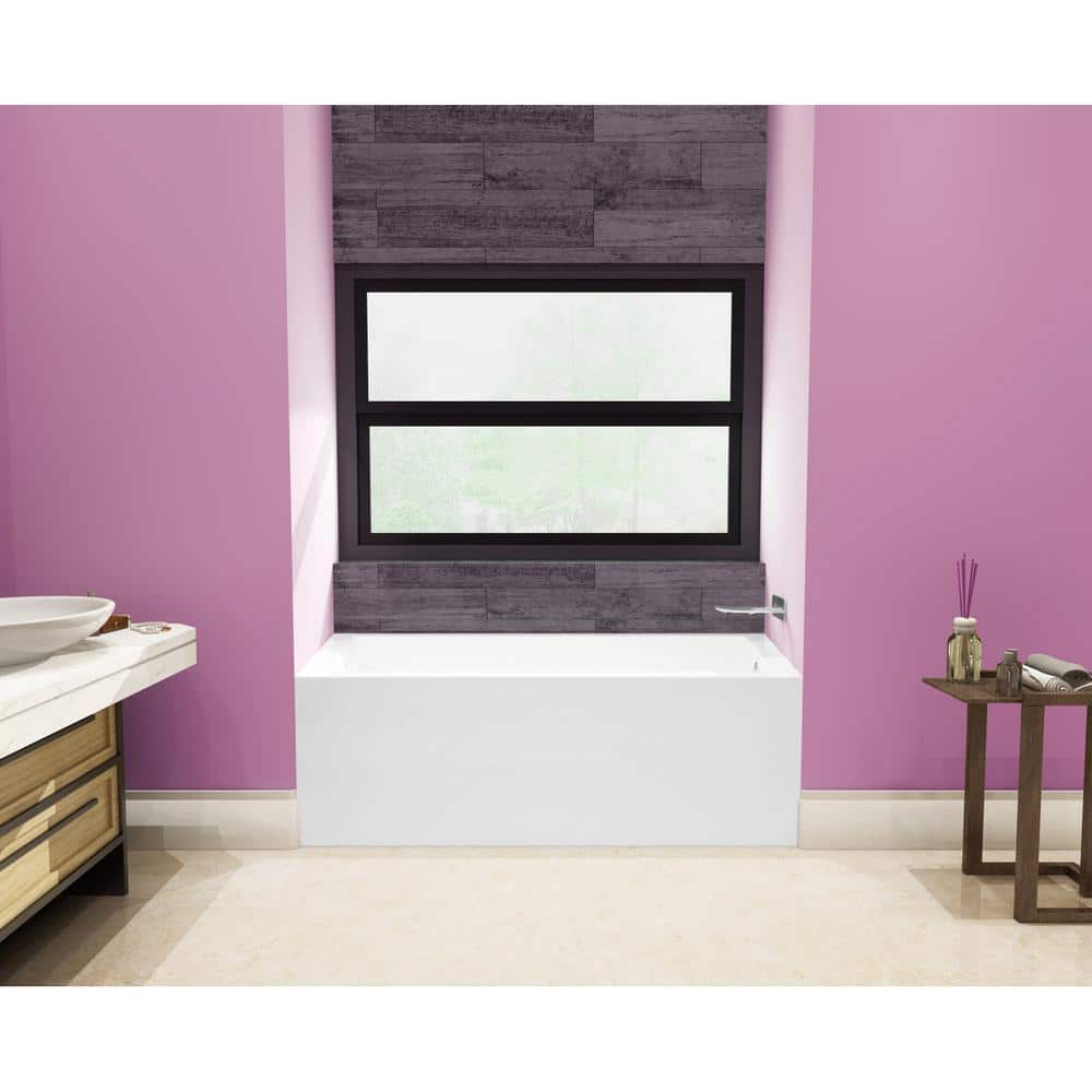 54-Inch White Acrylic Alcove Bathtub with Right Hand Drain