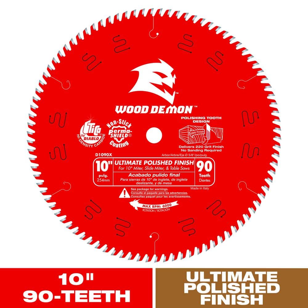 DIABLO 10in. x 90-Tooth Ultimate Polished Finish Saw Blade for