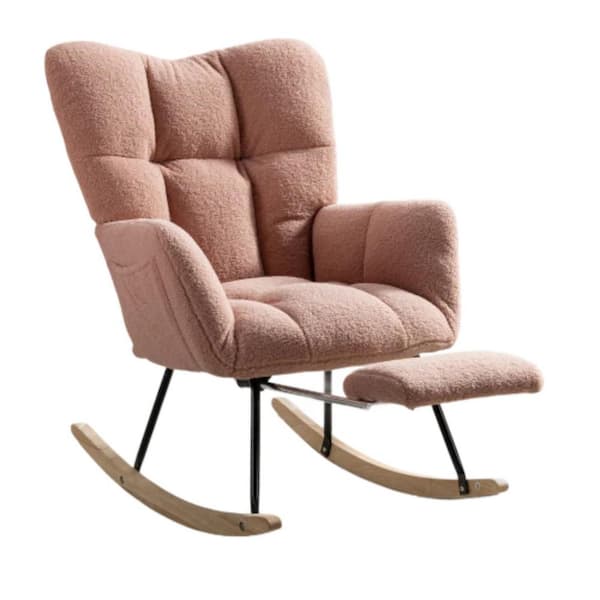 Dracelo Series Frame Pink Metal Outdoor Rocking Chair with footrest GT ...