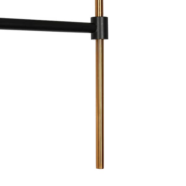 LNC Kristie Modern 21.6 in. W 3-Light Black and Plated Brass Vanity Light with Geometric Grey Ice Glass Shades