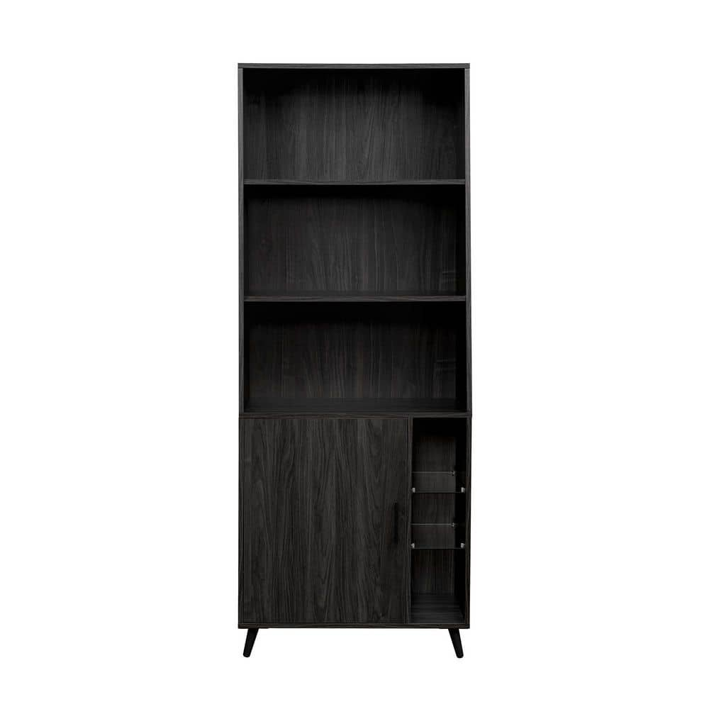 Welwick Designs 72 In. Graphite Wooden 5-Shelf Modern Standard Bookcase ...