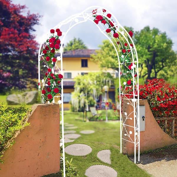 Cesicia 98.4 in. x 59 in. Metal Garden Arch Assemble Freely with 8 ...