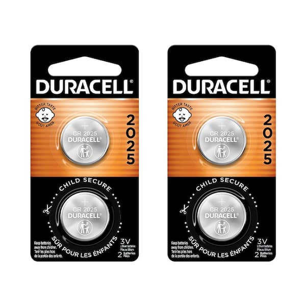 Duracell CR2025 3V Lithium Battery, 2count Battery Mix Pack (4 Total