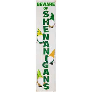 36 in. Beware of Shenanigans St. Patrick's Day Porch Board Sign Decoration