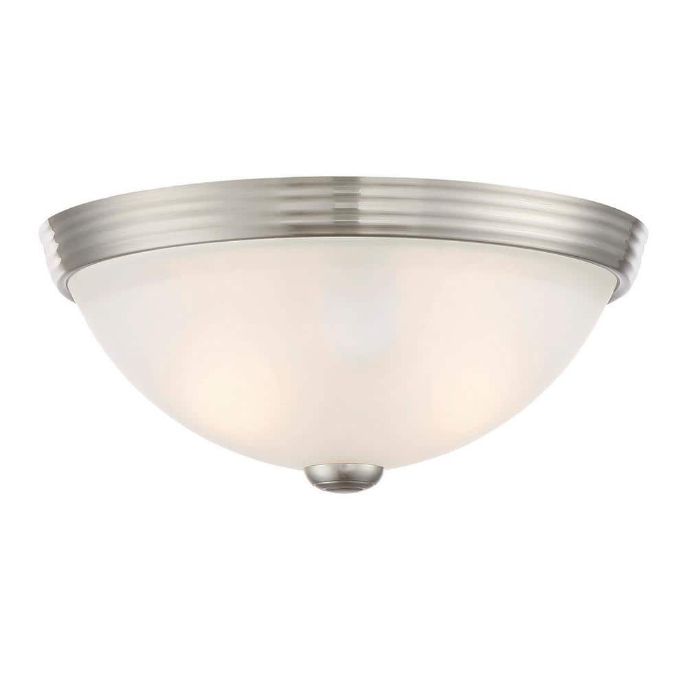 Elegant Satin Nickel 11" Dual LED/Incandescent Bowl Ceiling Flush Mount