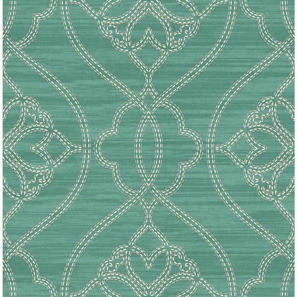 CASA MIA Medallion Scallop Jade and Ivory Paper Strippable Wallpaper Roll (Cover 56.05 sq. ft.)