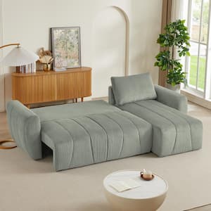 105.2 in. Wide Straight Arm Fabric L-Shaped Minimalist Style Modular Sectional Sofa Set in Gray with Fixed Cushions