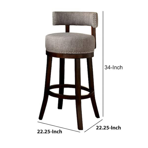 Benjara Lynsey 34 in. H Light Gray Contemporary Bar Stool with