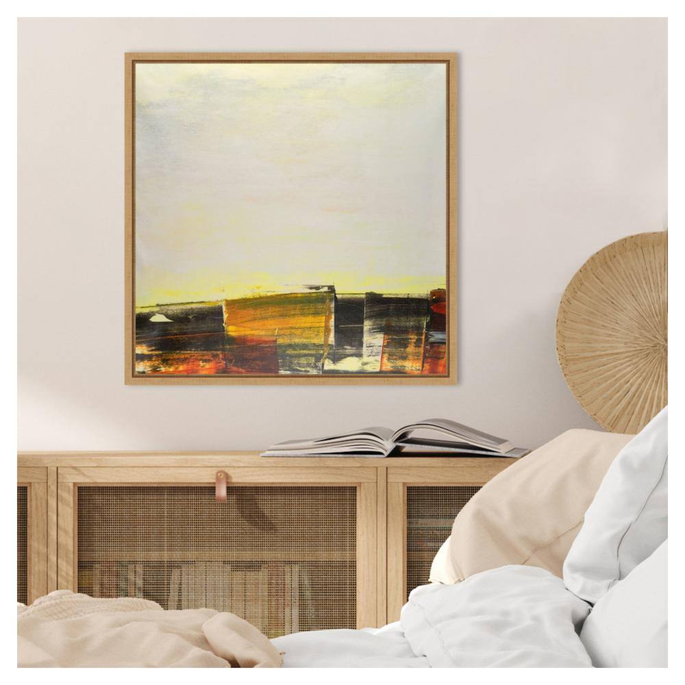 Embellished Boxes II Abstract Canvas Print with Maple Frame