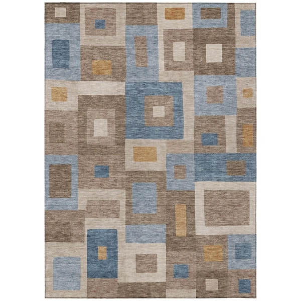 Chantille Machine Washable Indoor/Outdoor Abstract ACN3083 Brown 10 ft. x 14 ft. Area Rug