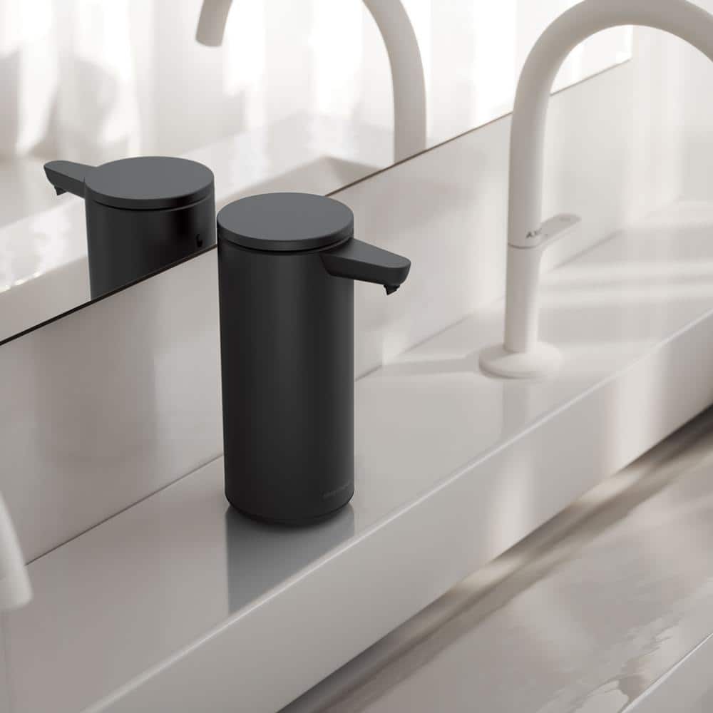 simplehuman 9 oz. Automatic Sensor Pump, Touchless Liquid Soap Dispenser, Matte Black Steel