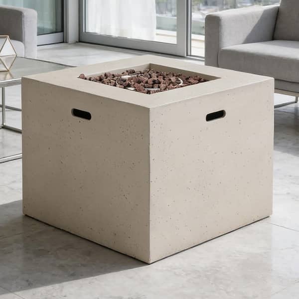 31 in. Light Gray Square Propane Outdoor Fire Pit