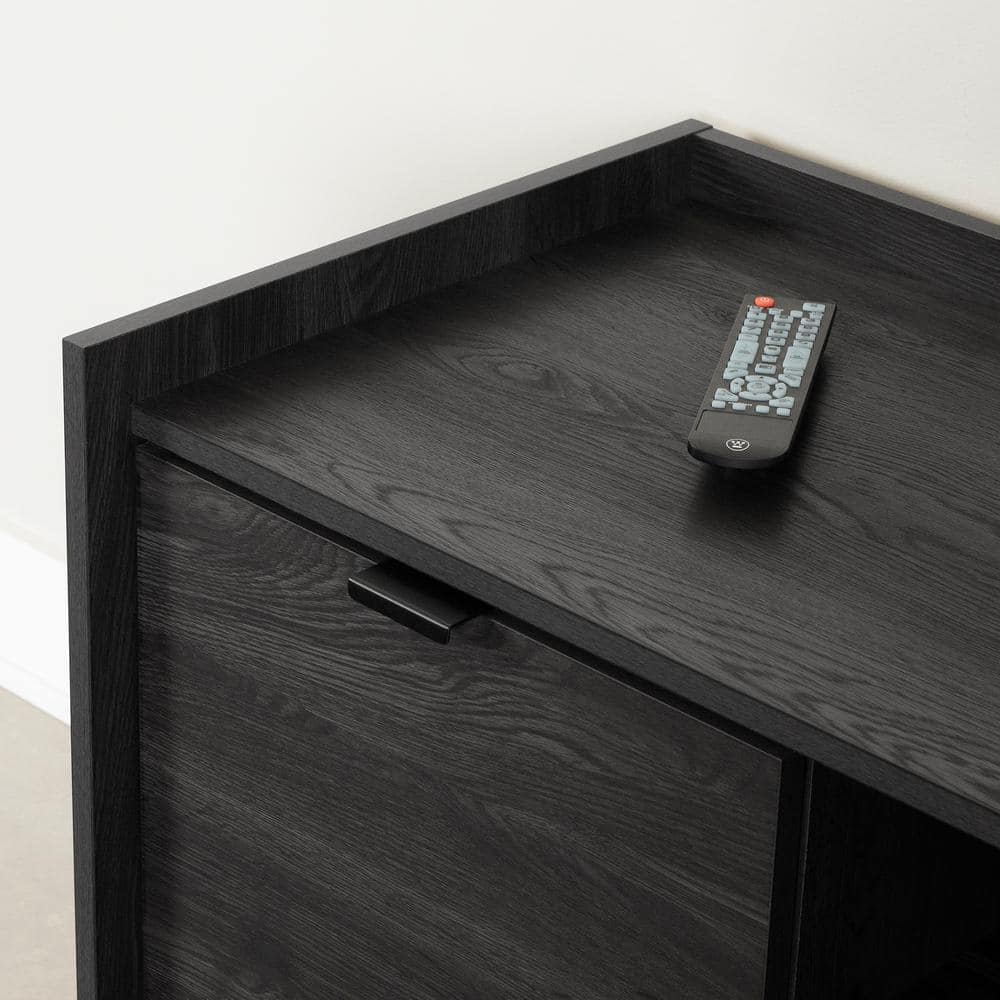 Gray Oak 75" TV Stand with Cabinet and Storage Shelves