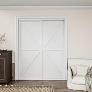 60 in. x 80 in. K Shape White Solid Core Finished MDF Closet Interior Sliding Door with Hardware