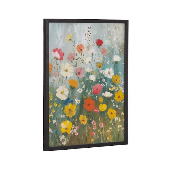 Kate and Laurel Gallery Boho Wildflower Garden by the Creative Bunch Studio Black Framed Art Print 12 in. x 16 in.