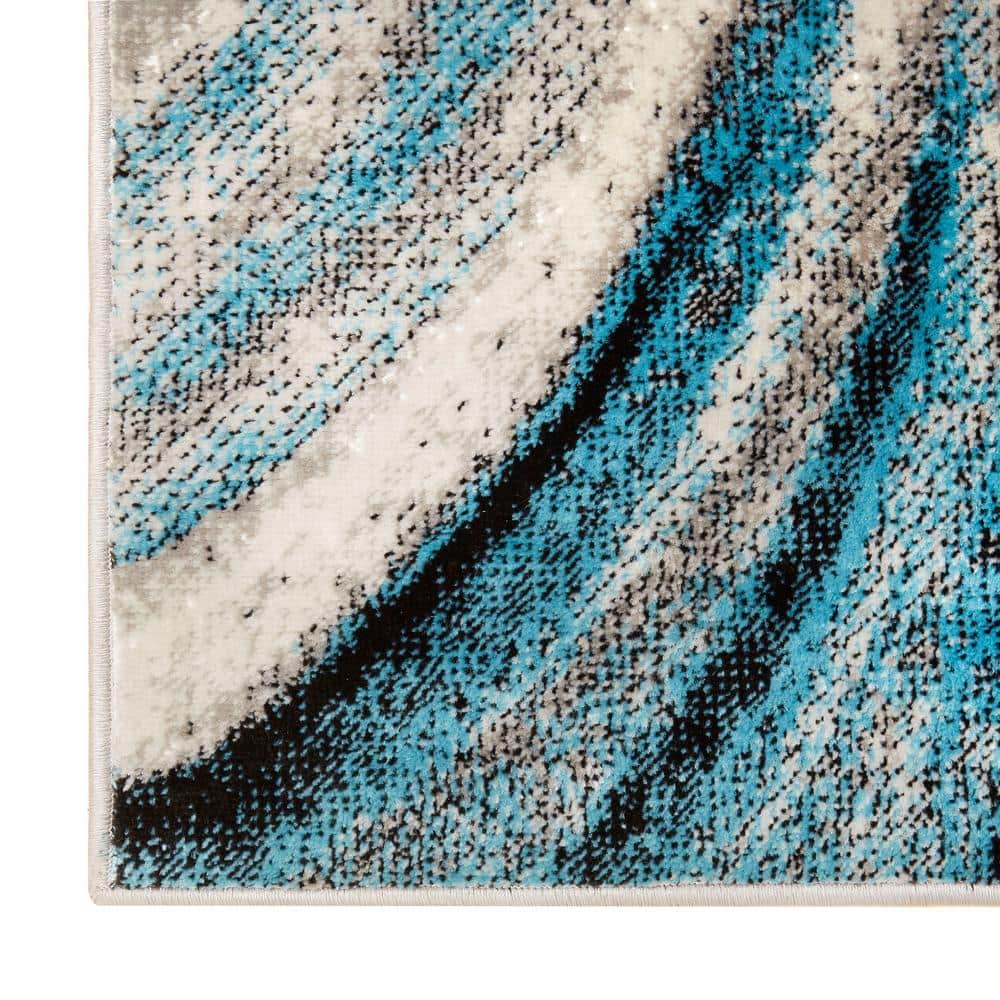 Boho Odette Blue and Gray Abstract 8' x 10' Tufted Area Rug