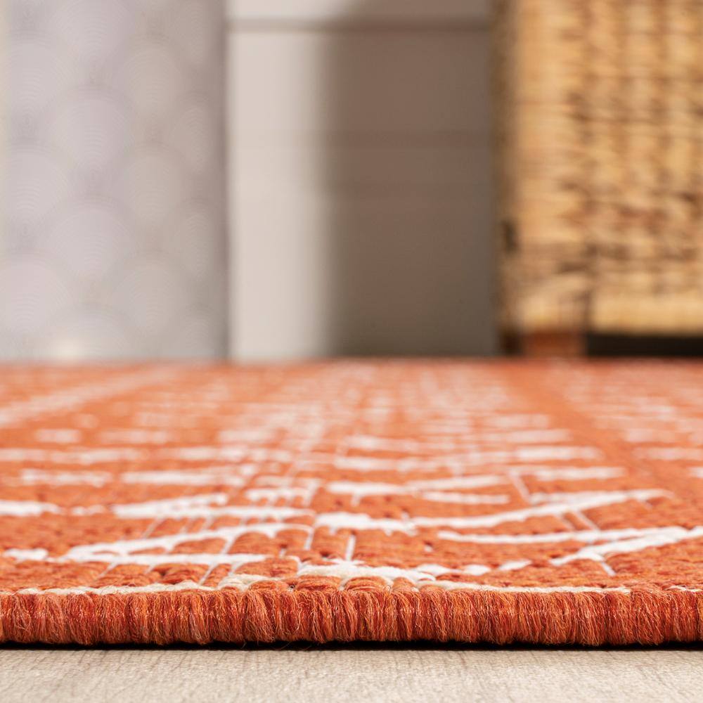 Ourika Moroccan Geometric Orange Cream 2 x 8 Runner Rug