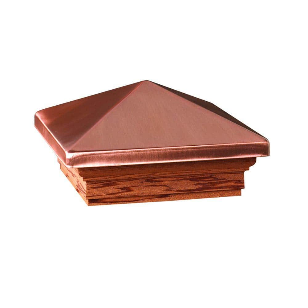 Verona 4 In X 4 In Cedar And Copper Post Cap 108125 The Home Depot   Copper Deck Post Caps 108125 64 1000 