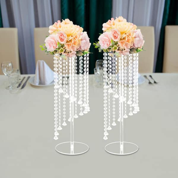 2Pcs 23.6 inch-35.4in Tall Wedding Centerpieces Flower Vases Crystal  Display Urn