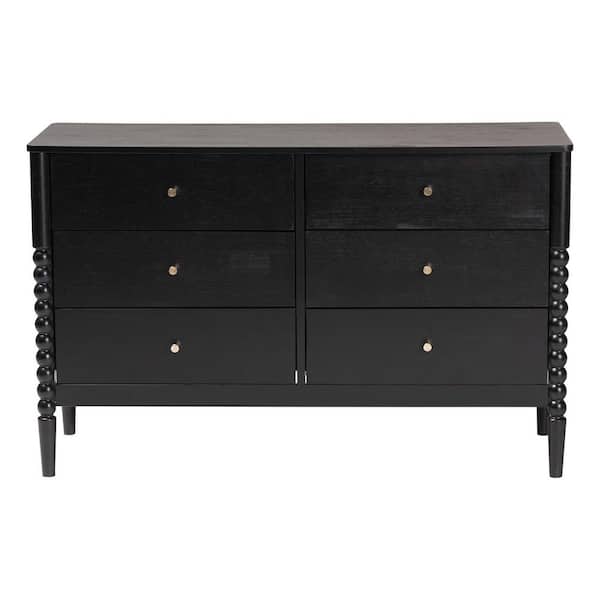 Baxton Studio Lucera Black 6-Drawer 49.8 in. Dresser 257-14128-HD