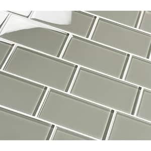 Modern Smokey Gray 3 in. x 6 in. Glossy Glass Subway Wall Tile (17.5 sq. ft./Case)