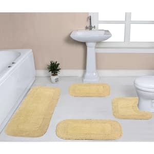 Radiant Collection 100% Cotton Bath Rugs Set, 4-Pcs Set with Runner, Yellow