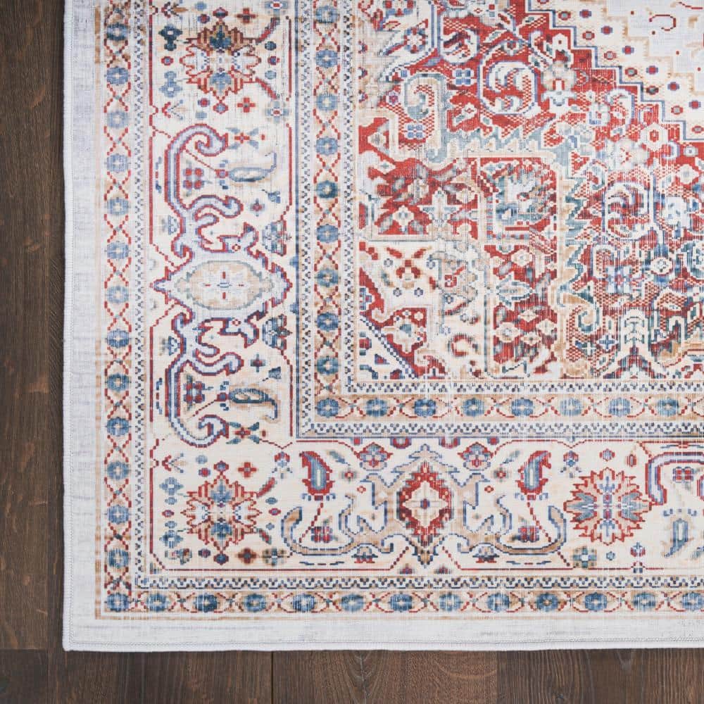 Ivory Red Persian Style Flatweave 5' x 7' Area Rug