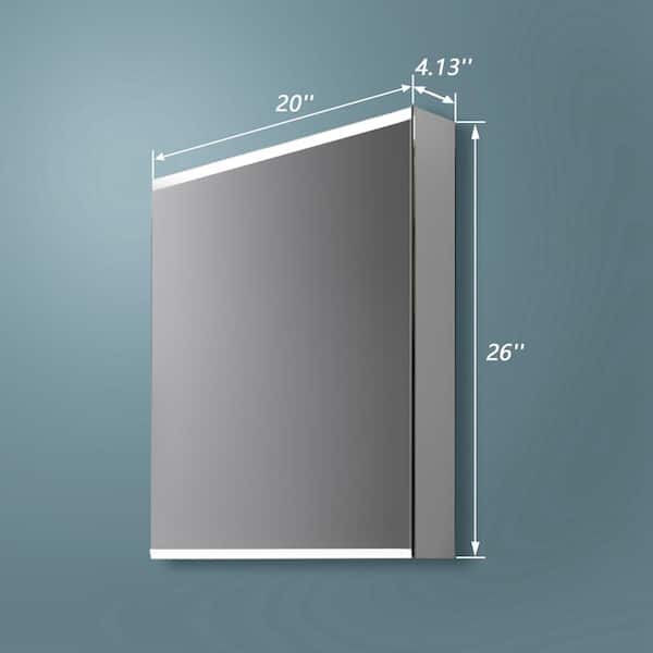 Unbranded 20 in. W x 26 in. H Rectangular Frameless Flush Wall Bathroom Vanity Mirror in Silver