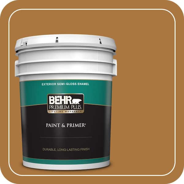 BEHR PREMIUM PLUS 5 gal. #M250-7 Blonde Wood Semi-Gloss Enamel Exterior Paint & Primer