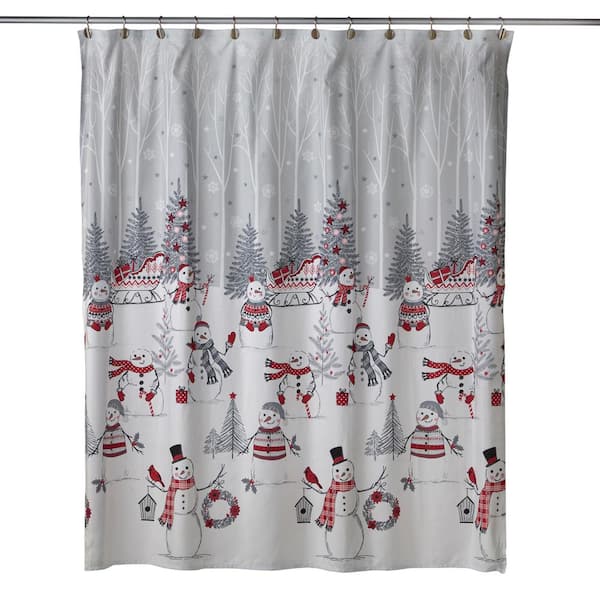 SKL Home Whistler Snowman Fabric Shower Curtain, 72 in., Multi