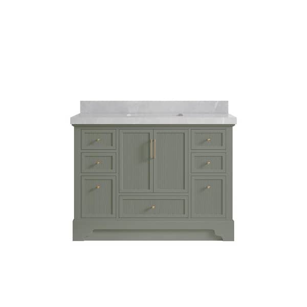 Willow Collections Alys 48 in. W. x 22 in. D x 36 in. H Single Sink Bath Vanity in Evergreen with 2 in. Pearl Gray Qt. Top