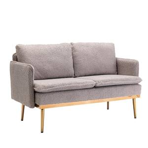 28.35 in. Grey Teddy Polyester 2-Seater Loveseat with Iron Feet