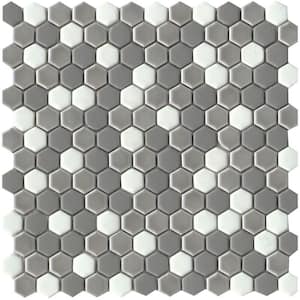 Confetti II Freddo 11.81 in. x 11.81 in. Honeycomb Glossy & matte blend Glass Mosaic Tile (0.982 sq. ft./Each)