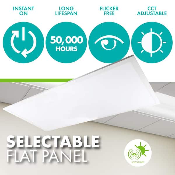 Simply Conserve 64/96/128-Watt Equivalent Dimmable Integrated LED Troffer Light, 3500K/4000K/5000K , 2-pack