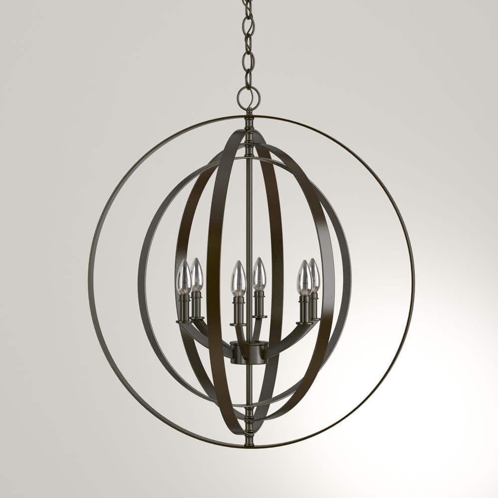 Antique Bronze 6-Light Taper Candle Chandelier