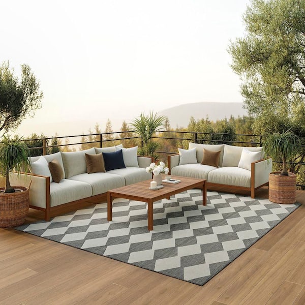Positano Charcoal 9 ft. x 12 ft. Diamond Contemporary Area Rug