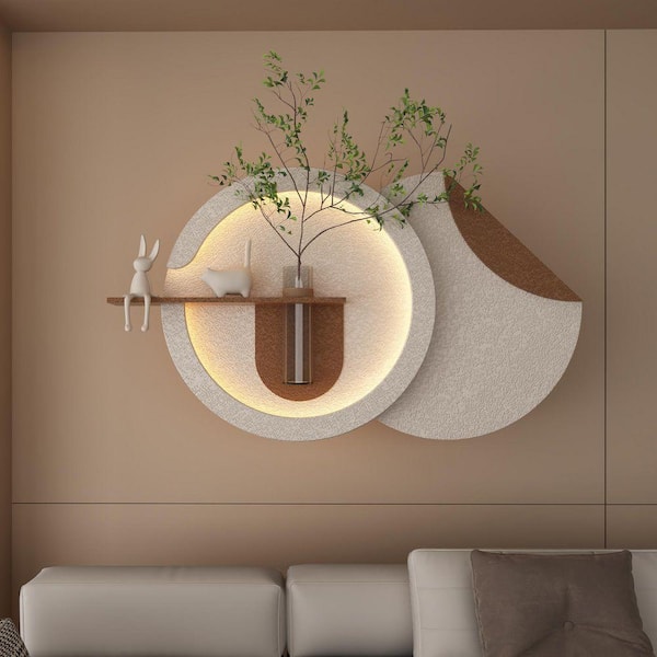 41.3 in. x 23.6 in. Coffee Adjustable LED Sandstone Double-Disc