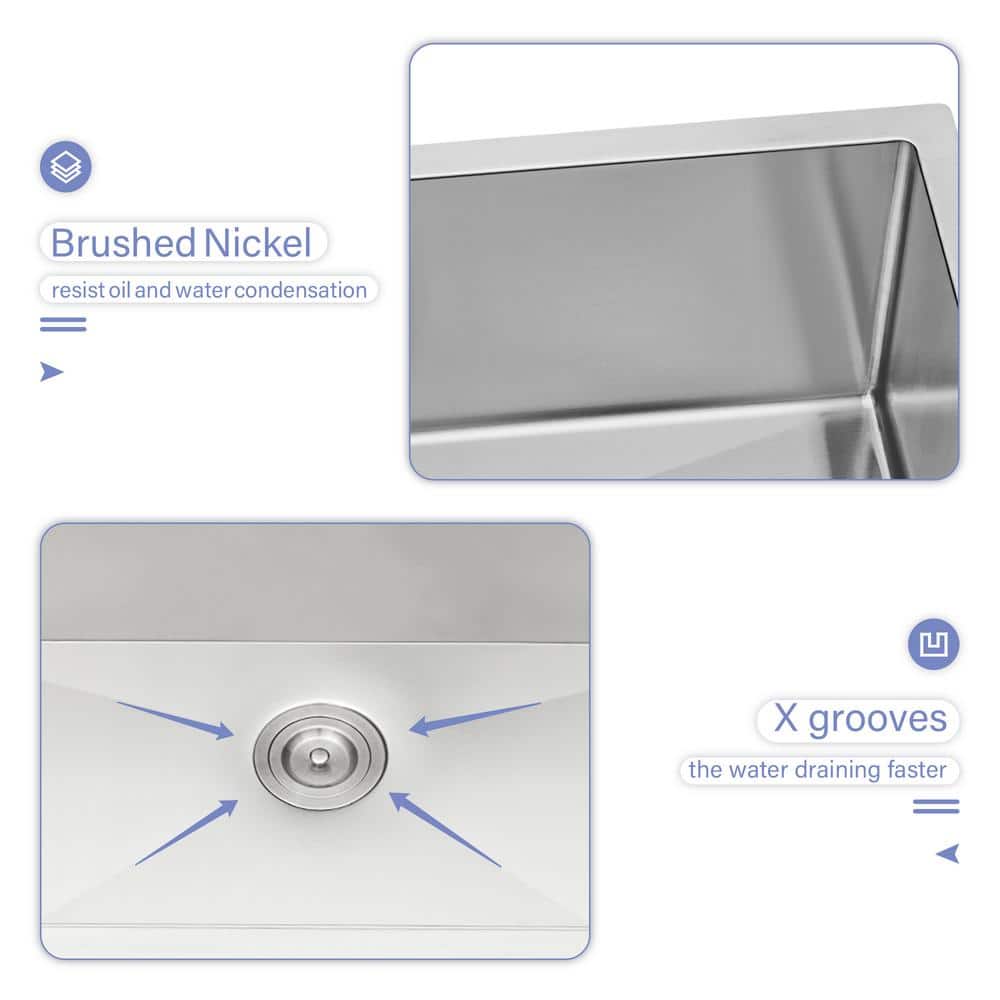 36-Inch Brushed Stainless Steel Farmhouse Apron-Front Single Bowl Kitchen Sink