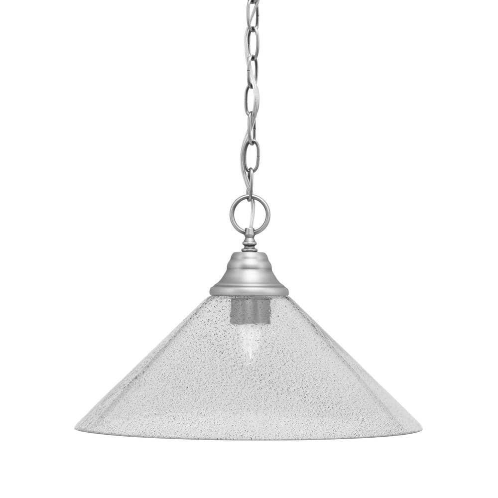 Kingston 100-Watt 1 Light Brushed Nickel Shaded Pendant Light with 16 in. S