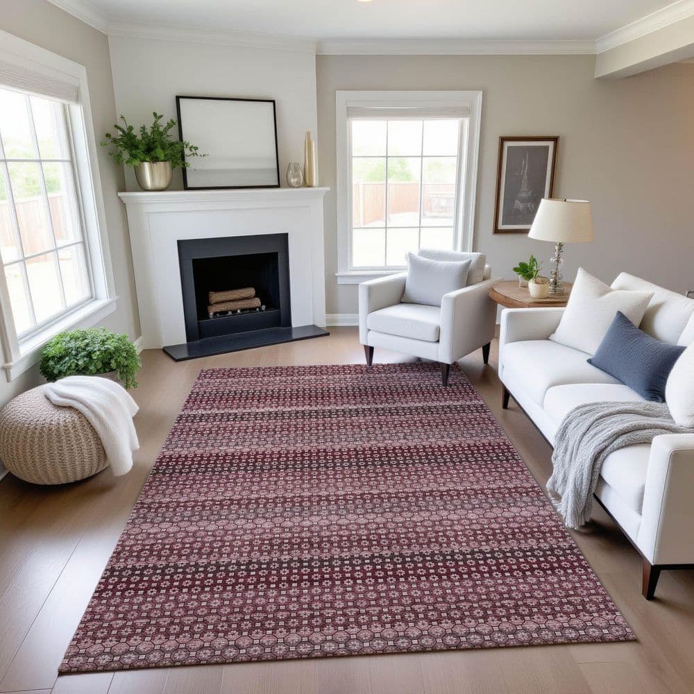 Mayfield Premium Machine Washable Abstract AMF1419 Garnet 10 ft. x 14 ft. Area Rug price history on PriceWatchPro