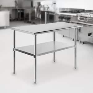 48 x 24 in. Stainless Steel Kitchen Utility Table with Bottom Shelf