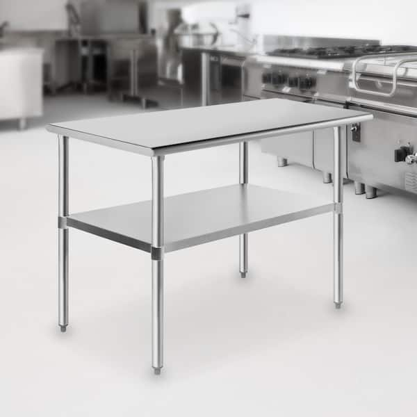 GRIDMANN 48 x 24 in. Stainless Steel Kitchen Utility Table with Bottom ...