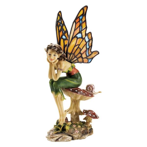 Mystical Tea Rose Pixie Fairy Flower Butterfly Headdress Statue 