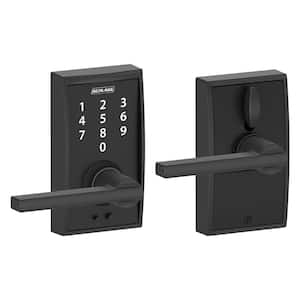 Century Matte Black Touch Keyless Touchscreen Door Lock with Latitude Handle