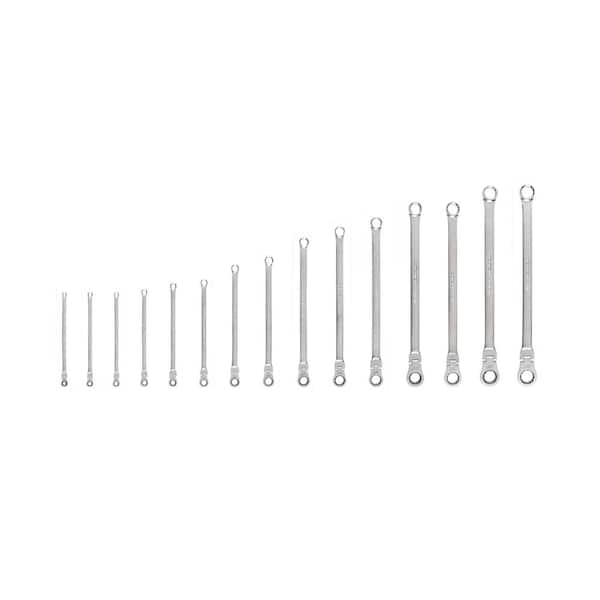 TEKTON Long Fixed/Flex Head 12-Point Ratcheting Box End Wrench Set, 15-Piece (1/4-1 in. )