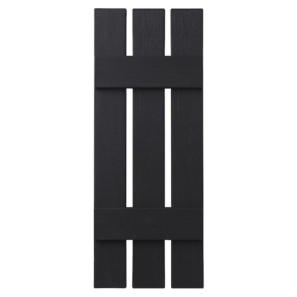 Ply Gem 12 in. x 39 in. Polypropylene 3-Board Open-Board and Batten Shutter Pair Black