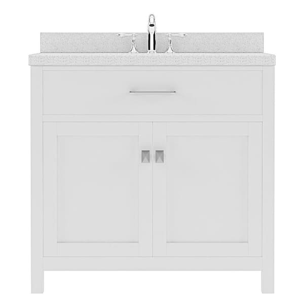 Virtu USA Caroline 36 in. W x 22 in. D x 35 in. H Single Sink Bath Vanity in White with Quartz Top
