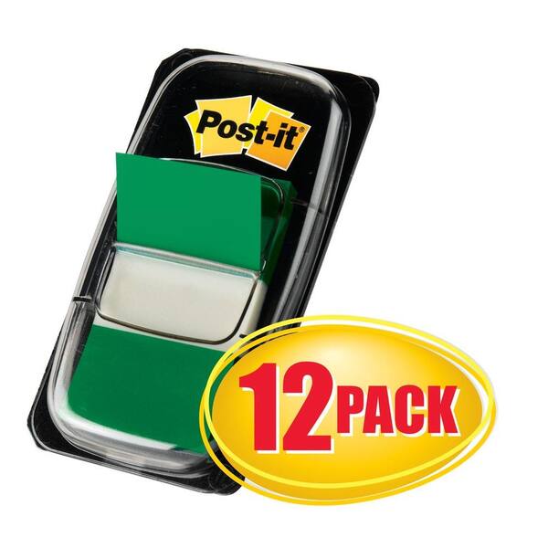 3M 1 in. x 1.7 in. (25.4 mm x 43.2 mm) Green Flags Value Pack (50 per Dispenser) (4-Packsof 12-Dispensers)