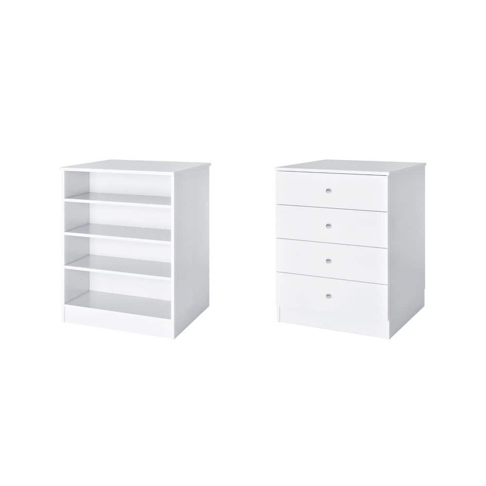 Vista 31.5 in. W White Closet Island Freestanding with Adjustable-Shelves and Slab Drawers 4-Shelf Wood Closet System price history on PriceWatchPro