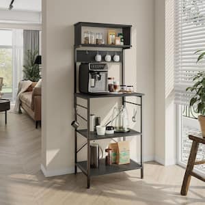 23.62 in. Black 5-Tier Baker's Rack with Microwave Compatibility